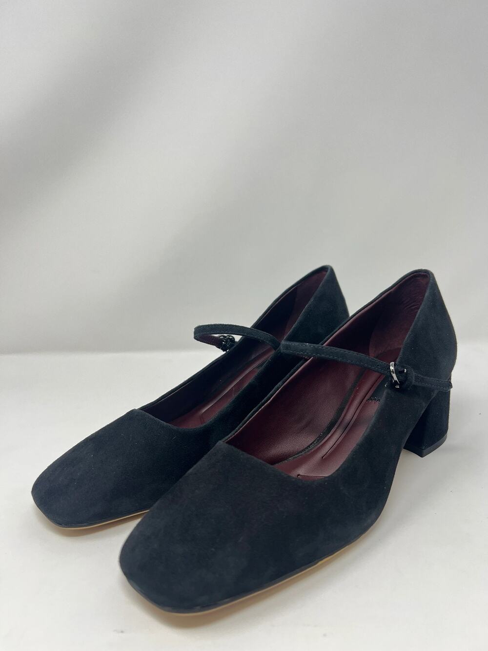 Franco Sarto Women's 8.5M Davi Square Toe Black Suede Shoes
